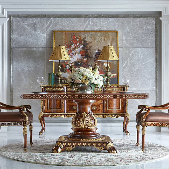 Antique Solid Wood Dining Table | Hand Carved European Style