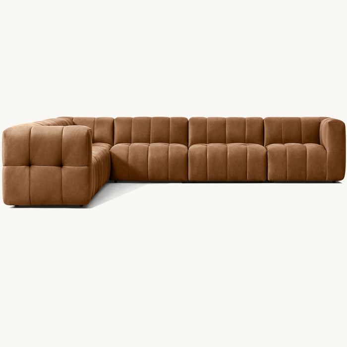 Modern Leather Sectional Sofa Set | Custom Color L Shape Modular Design