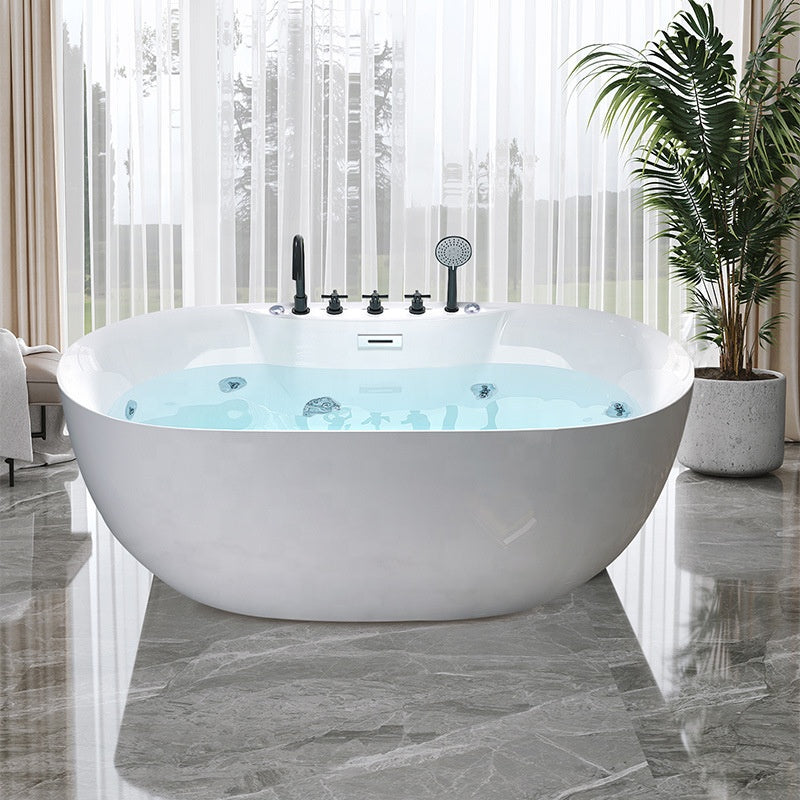 Massage Whirlpool Bathtub | Corner Acrylic Air Jet Spa Tub Freestanding With Faucet and Armrests