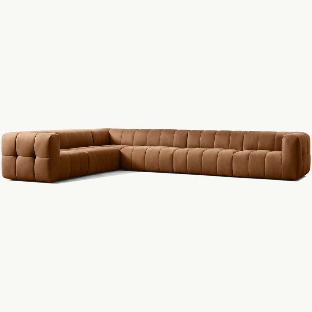 Modern Leather Sectional Sofa Set | Custom Color L Shape Modular Design