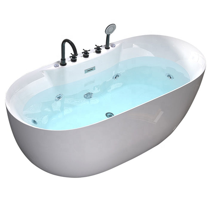 Massage Whirlpool Bathtub | Corner Acrylic Air Jet Spa Tub Freestanding With Faucet and Armrests