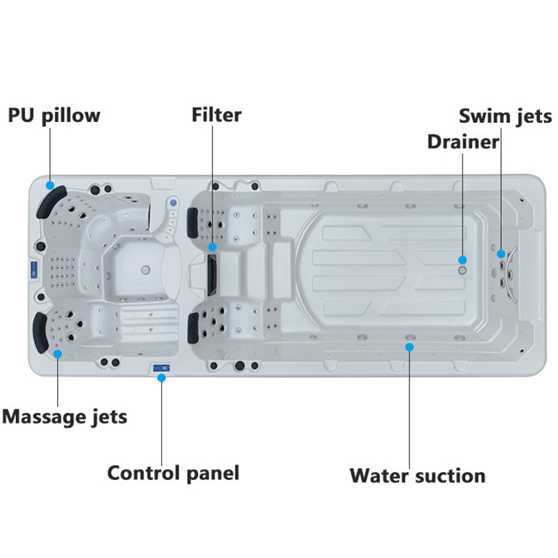 Swimming Spa Pool | 5.9m Freestanding Acrylic Swim Spa Heated Massage