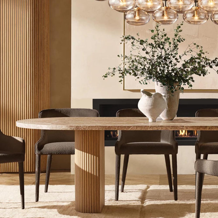 Modern Nordic Dining Table Set | Rectangular Marble Top Table