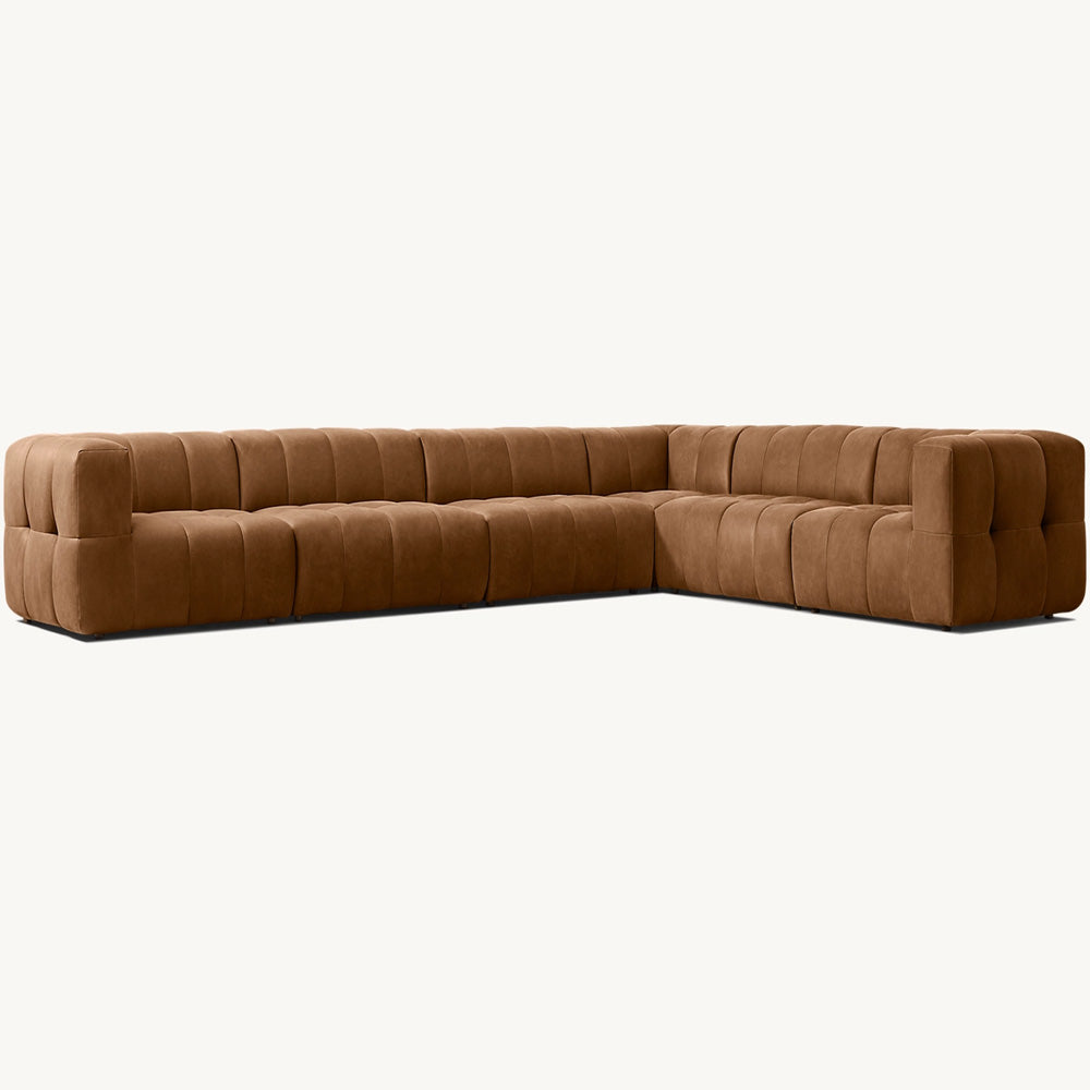 Modern Leather Sectional Sofa Set | Custom Color L Shape Modular Design