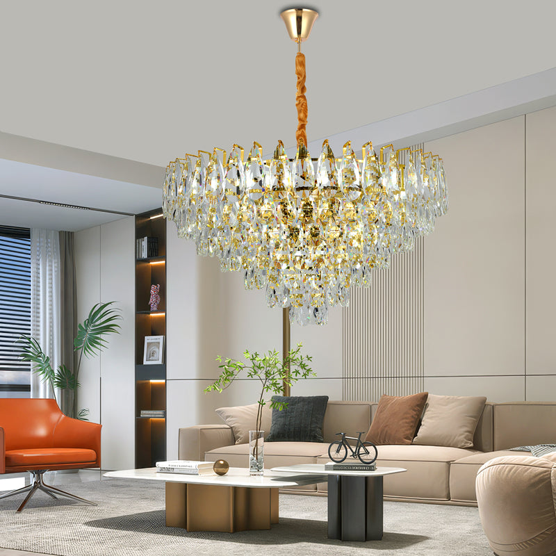 Oval Indoor Crystal Chandelier | Modern Luxury Bedroom Dining Room Light High Brightness Round Shape