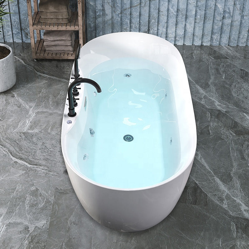 Massage Whirlpool Bathtub | Corner Acrylic Air Jet Spa Tub Freestanding With Faucet and Armrests