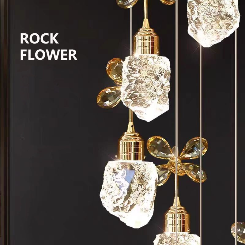 Luxury Crystal Staircase Chandelier | Cantilevered LED Pendant Light
