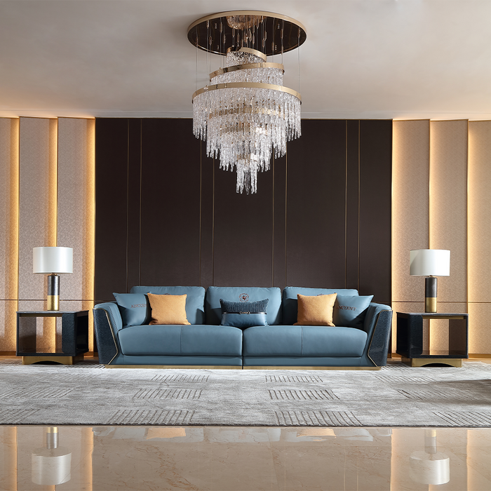 Italian Minimalist Chesterfield Sofa Set | Modern Three Seater Synthetic Leather Living Room Furniture