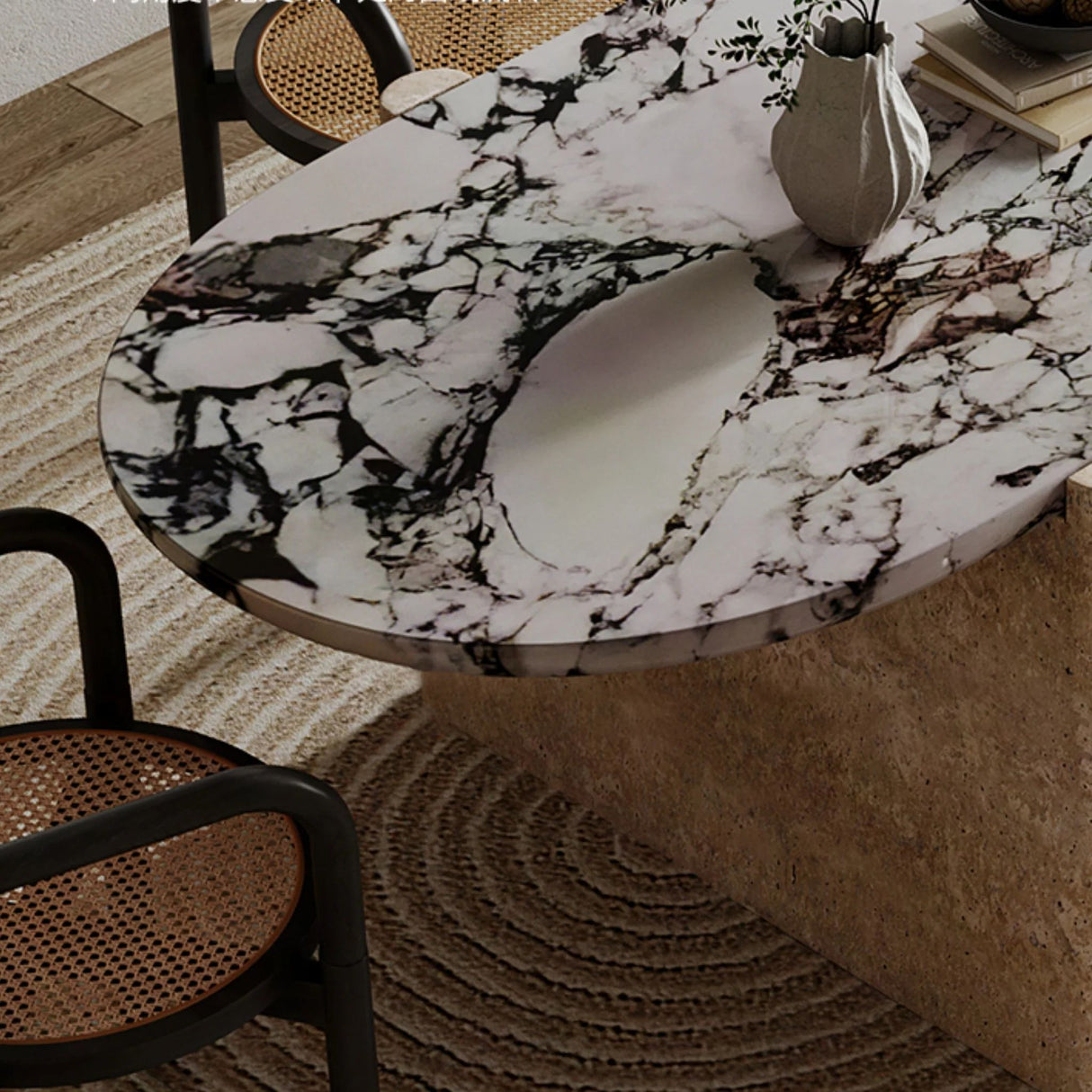 Modern Oval Marble Dining Table |Travertine Stone Table