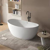 Freestanding Oval Stone Bathtub | Indoor Outdoor Use Artificial Stone Modern Design Center Drain