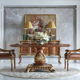 Antique Solid Wood Dining Table | Hand Carved European Style