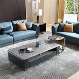 Italian Minimalist Chesterfield Sofa Set | Modern Three Seater Synthetic Leather Living Room Furniture