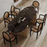 Modern Oval Marble Dining Table |Travertine Stone Table