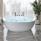 Massage Whirlpool Bathtub | Corner Acrylic Air Jet Spa Tub Freestanding With Faucet and Armrests