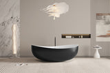 Matt White Freestanding Bathtub | Solid Surface Soaking Tub Artificial Stone Modern Design