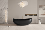 Matt White Freestanding Bathtub | Solid Surface Soaking Tub Artificial Stone Modern Design