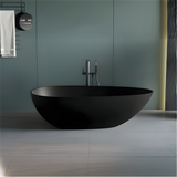 Oval Stone Bathtub | Indoor Outdoor Use Artificial Stone Modern Design Center Drain