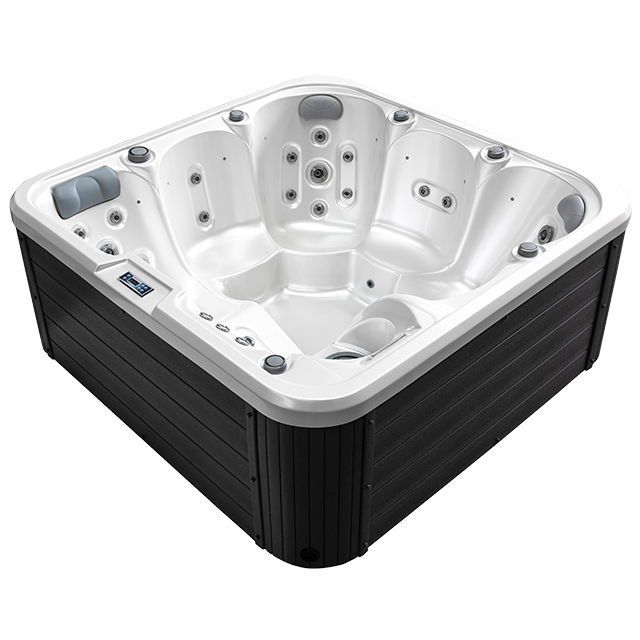 6 Person Outdoor Hot Tub Spa | WiFi Smart Control LED Lights Acrylic Shell Freestanding Design