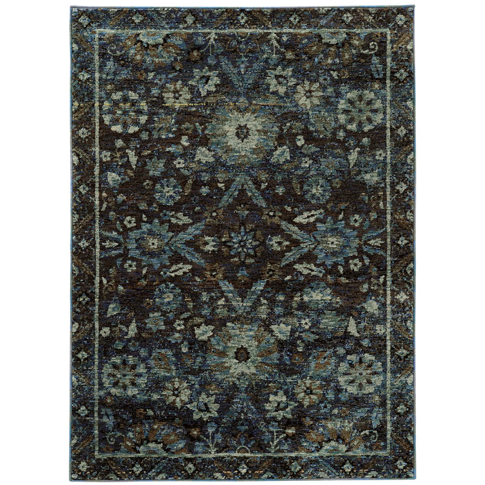 Oriental Weavers Andorra 7124A Indoor Area Rug Navy Blue 10' x 13'2