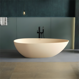 Oval Stone Bathtub | Indoor Outdoor Use Artificial Stone Modern Design Center Drain